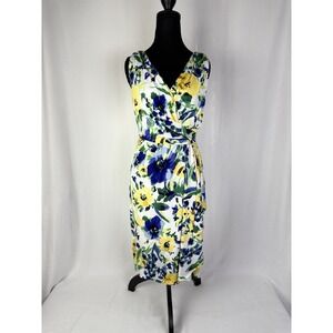 Lauren Ralph Women Size 6 Yellow Blue White Green Floral Sleeveless